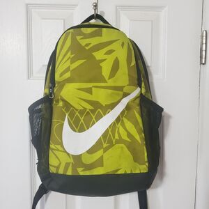 Nike Yellow Green Graphic Backpack w/ Swoosh Logo